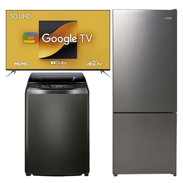 스마트 TV 50인치 + 루컴즈 세탁기 16kg(티타늄) + 루컴즈 2도어 냉장고 205L(메탈 실버)
