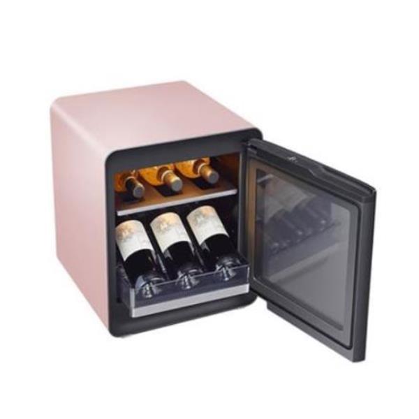 비스포크 큐브 냉장고 프라임핑크 25L(투명 도어) + 와인&비어 수납존